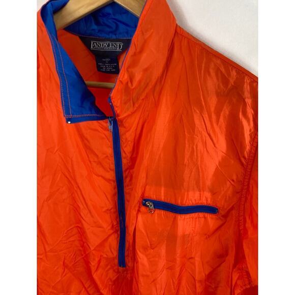 Lands End 1/4 Zip Orange Windbreaker Jacket size Medium - Picture 3 of 6